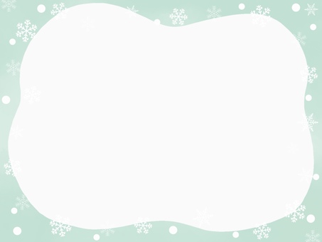 雪の結晶のフレーム2：淡いグリーン フレーム,雪,結晶,枠,冬,クリスマス,囲み枠,飾り枠,見出し,タイトルのイラスト素材