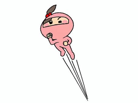 ジャンプするくのいち くのいち,ジャンプ,移動,pop調,手描き,挿絵,ワンポイント,素材,商用可,無料のイラスト素材