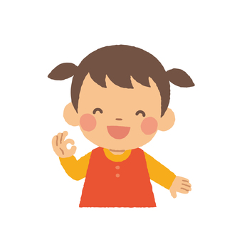 Girl OK sign half body, , JPG, PNG and AI