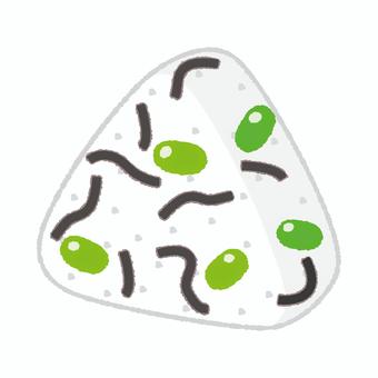 Illustration, rice ball, muscles, edamame, 