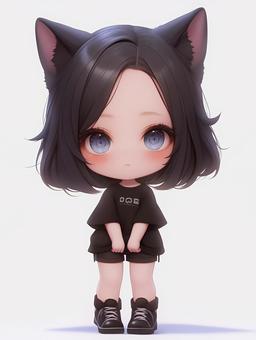 Illustration, chibi character, deformed, tiny, 