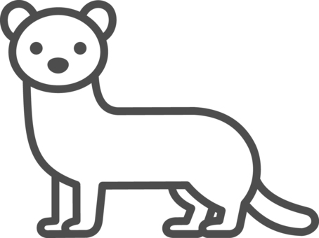 ピクトグラムの濃グレーのオコジョです。 ピクトグラム,オコジョ,シンプル,イタチ科,動物,小さい,グレーのイラスト素材