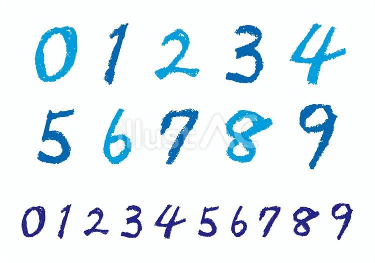 数字 数字,クレヨン,手描きのイラスト素材