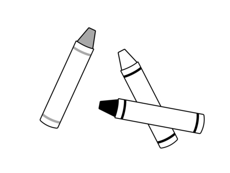 散らばるクレヨンのモノクロイラスト クレヨン,散らばる,モノクロ,シンプル,白黒,手書き,文具,簡単,３本,イラストのイラスト素材
