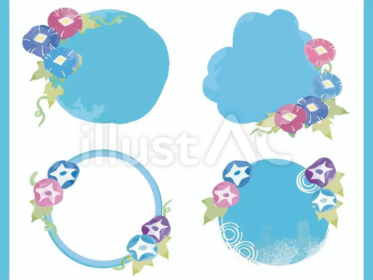 朝顔の花のフレーム 朝顔,花,夏のイラスト素材