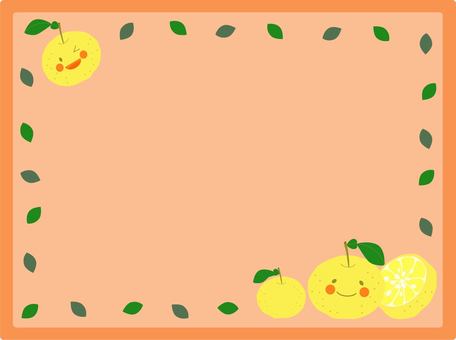 Illustration, yuzu, frame, grapefruit, 