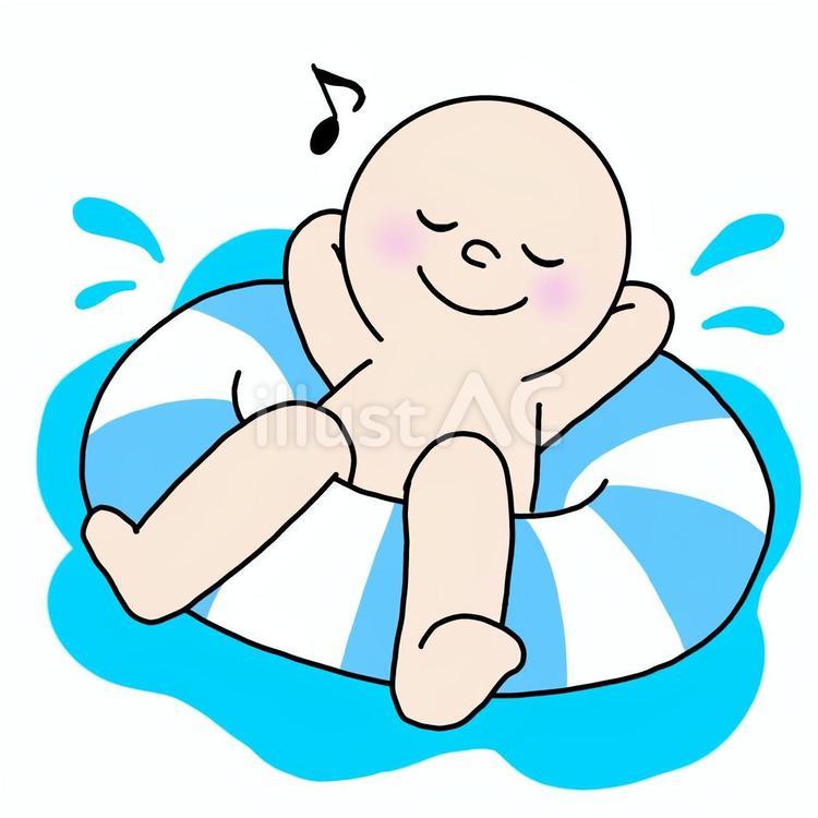 浮き輪に乗る人 人物,夏,海のイラスト素材