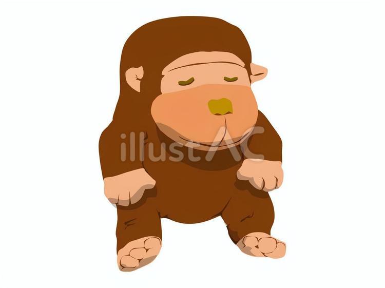 癒し系:さるのぬいぐるみキャラクター さる,ぬいぐるみ,おもちゃのイラスト素材