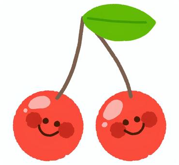 顔つきさくらんぼ さくらんぼ,顔,ふたご,果物,フルーツ,赤のイラスト素材