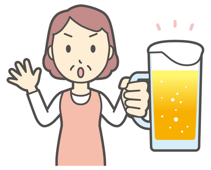  エプロンおばちゃん-178-バスト ビール,注意,おばちゃん,エプロン,お母さん,ママ,中年,おばさん,主婦,人物のイラスト素材