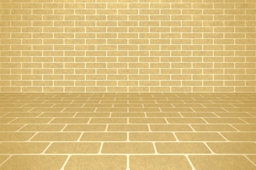 ベージュ色レンガの壁面と床の背景 レンガ,壁,床,背景,煉瓦,壁紙,外装,ブロック,ベージュ,レトロのイラスト素材