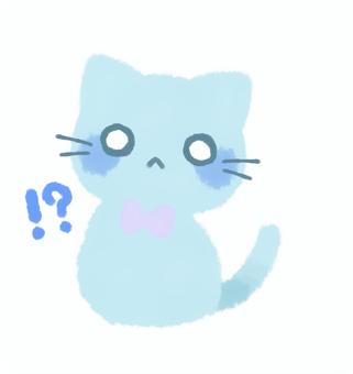 Illustration of a light blue fluffy cat surprised, JPG and PNG Illustration of a light blue fluffy cat surprised, cat, kitten, surprised, JPG and PNG