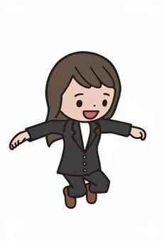 飛んで楽しむ人 ジャンプ,喜び,成長,飛び越え,女性,スーツ,ビジネス,会社員のイラスト素材