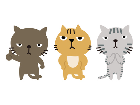 猫 猫,子猫,仔猫,お願い,ポーズ,マッチョ,グー,グッド,全身,黒猫のイラスト素材
