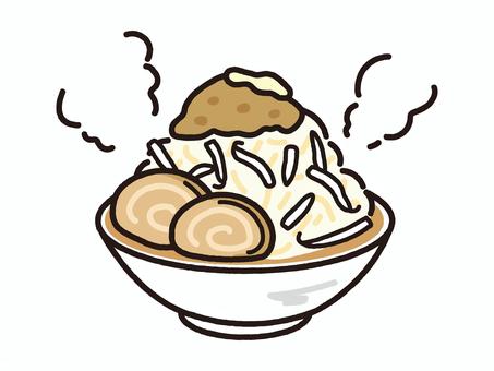 二郎系ラーメン ラーメン,麺,麺類,チャーシュー,ネギ,ニンニク,もやし,大盛り,どんぶり,即席麺のイラスト素材
