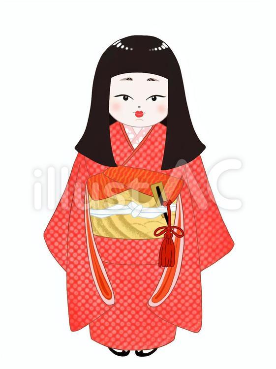 市松人形 日本人形,可愛い,お雛様のイラスト素材