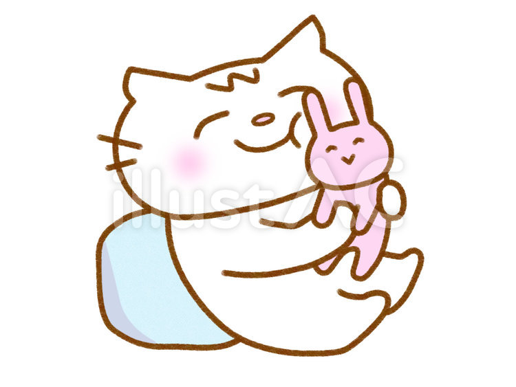 頬ずりする白猫 ねこ,猫,白猫のイラスト素材