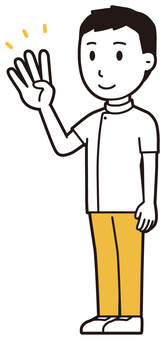  理学療法士男(黄)-327-全身 数字,理学療法士,整体師,白衣,医療,病院,柔道整復師,カイロプラクティック,鍼灸師,マッサージ師のイラスト素材