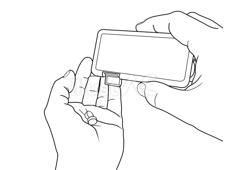 タブレットを取り出す両手・線画 タブレット,錠剤,気分転換のイラスト素材