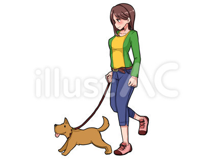犬の散歩をする女性