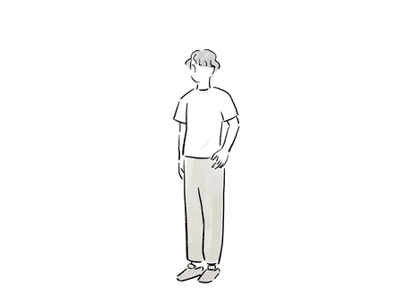 シンプルな服装の男性 服装,服,ファッション,コーディネート,ティシャツ,半袖,男性,男,人物,立つのイラスト素材