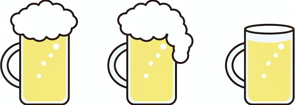 ビール３種類（お好みをどうぞ） ビール,泡,ジョッキ,ビアガーデン,アルコール,飲み会,居酒屋,生,ビールジョッキ,乾杯のイラスト素材