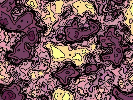 紫と黄色の抽象コミックマップ 抽象的,アブストラクト,等高線,マップ,テクスチャ,背景,壁紙,コミック風,線画,黒線のイラスト素材