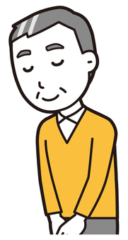 ニット中年男性(黄)-124-バスト  ニット中年男性(黄)-124-バスト おじぎ,笑顔,おじさん,男性,中年,お父さん,パパ,シニア,ミドルエイジ,人物のイラスト素材