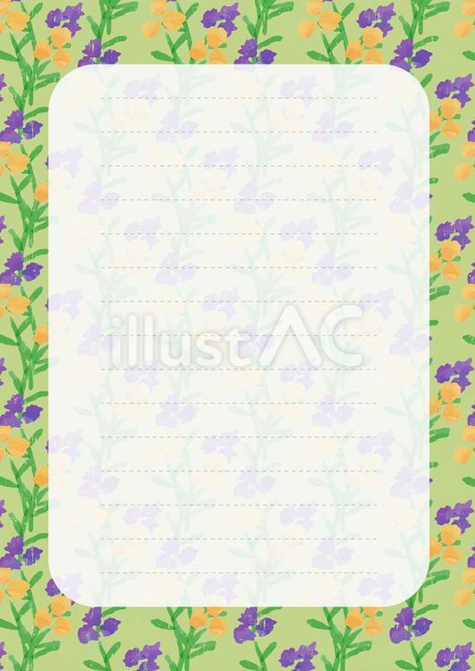かすれの入った花畑便箋 花,花畑,便箋のイラスト素材