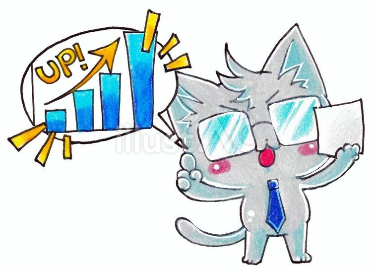 プレゼンメガネにゃんこ ねこ,プレゼン,説明のイラスト素材