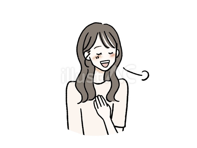 胸に手をあてて、ほっとする女性 女性,安心,一安心のイラスト素材
