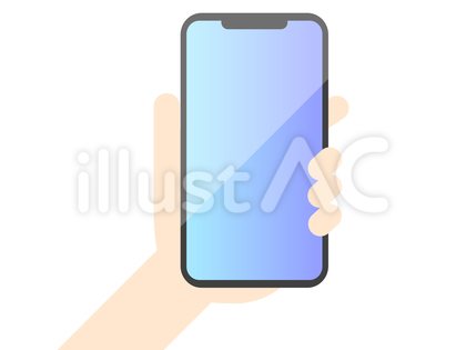 スマホを持つデフォルメされた手