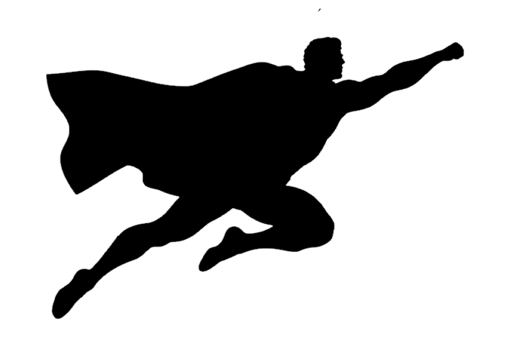 空飛ぶスーパーマンのシルエット 飛ぶ,スーパーマン,飛行,ジャンプ,出動,マント,かっこいい,ヒーロー,お助け,空のイラスト素材