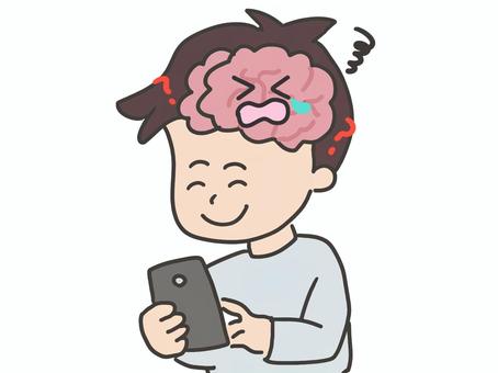 スマホ認知症 スマホ,スマートフォン,認知症,脳,病気,忘れる,分からない,疾患,忘却,記憶のイラスト素材