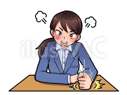 机を叩く女性