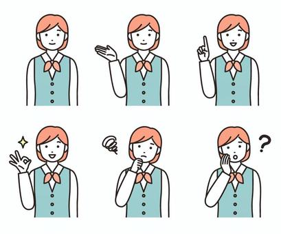 사무실 여성 표정 세트, JPG, PNG 및 AI 사무실 여성 표정 세트, 사무, 제복, 접수, JPG, PNG 및 AI