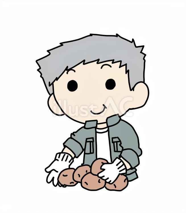 ジャガイモとおじいさん 男性,食べ物,おじいちゃんのイラスト素材