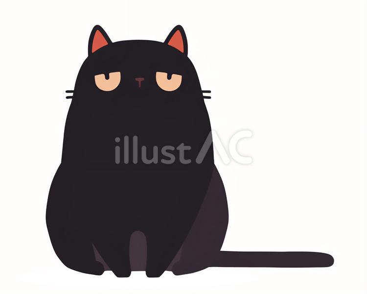 ずんぐりした黒猫 猫,黒,動物のイラスト素材