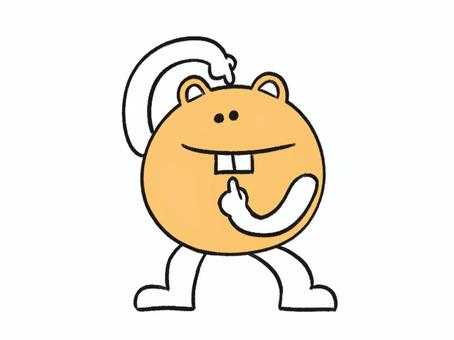 頭と顎に手を添えているクマのイラスト 動物,生き物,クマ,手,足,出っ歯のイラスト素材