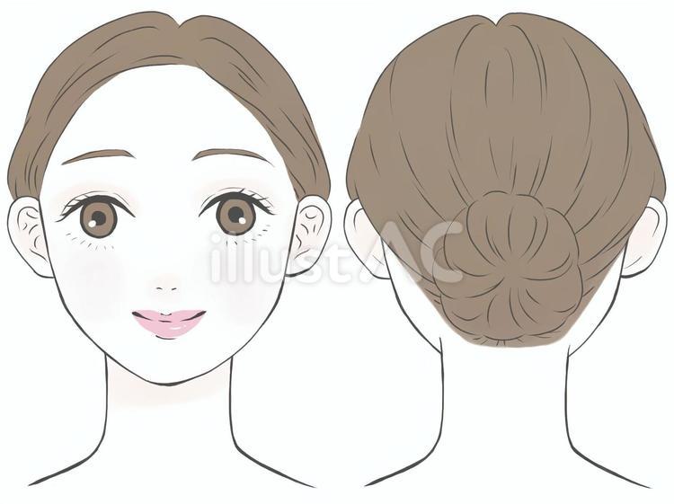女性の顔（後ろ髪セット） 女性,顔,セットのイラスト素材