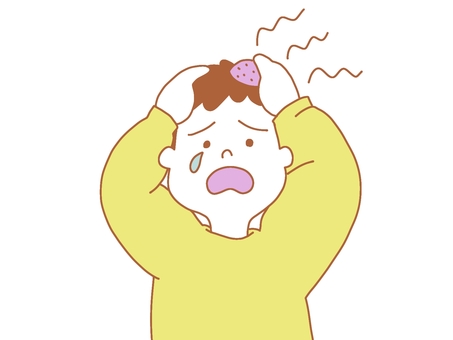 タンコブ痛い タンコブ,頭,打った,泣く,涙,ジンジン,子供,男の子,かわいい,シンプルのイラスト素材
