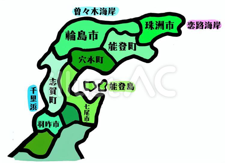 能登半島地図 羽咋市,能登半島,石川県のイラスト素材