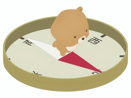 方位磁石_熊 方位磁石,クマ,動物,かわいい,方角のイラスト素材
