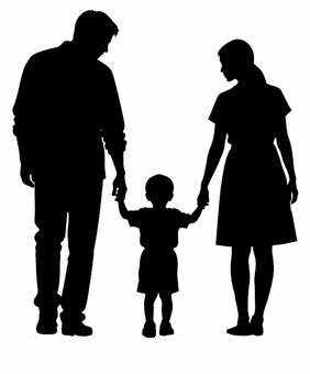 親子のシルエット 親子,父母,後ろ姿,シルエット,仲良し,家族,愛情,平和,幼児,幸せのイラスト素材