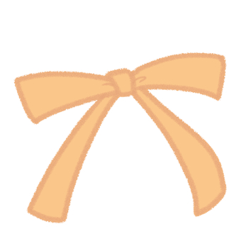 細リボンオレンジ リボン,ゆるい,手描き,フリーハンド,デフォルメ,シンプル,かわいい,手書き,ラフ,模様のイラスト素材