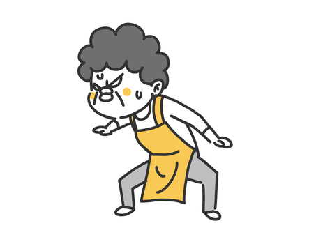 何かを守ろうとするおばちゃん 何かを守ろうとするおばちゃん 女性,中年,中高年,50代,60代,おばちゃん,おばさん,叔母さん,母,お母さんのイラスト素材