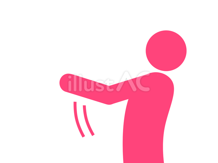 何かを放り上げる様に腕を動かす人（赤） 人,ピクトグラム,上半身のイラスト素材