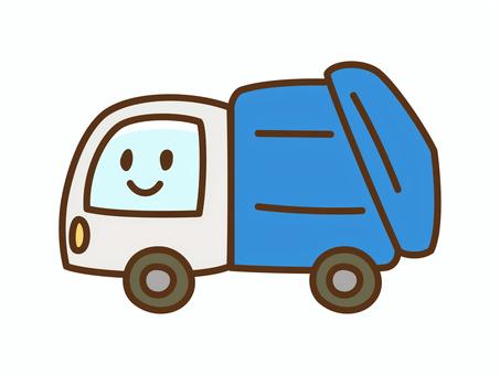 くるま_顔あり主線_ゴミ収集車 車,自動車,ゴミ収集車,乗り物,ゴミ,清掃,かわいい,シンプル,手描き,アイコンのイラスト素材