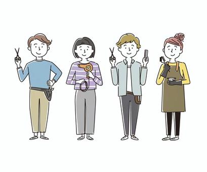 男性美容師と女性美容師 美容師,理容師,美容院,美容室,理容室,美容学校,男性,女性,サロン,スタッフのイラスト素材