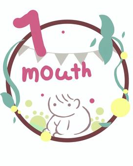 1ヶ月記念 1ヶ月,マンスリーカード,月齢,子育て,子ども,赤ちゃん,ベビー,思い出,記念,かわいいのイラスト素材
